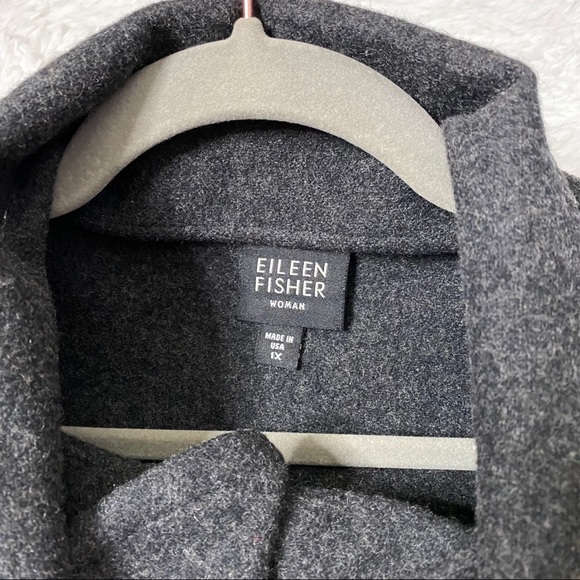 Eileen Fisher Grey Wool Cape Coat Jacket - Picture 5 of 7
